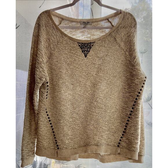 Lucky Lotus By Lucky Brand NWT Women Cream w/ gold Studded Knit Pullover XL - Picture 7 of 7
